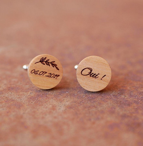 Runde mansjettknapper i tre for &aring; tilpasse 18mm