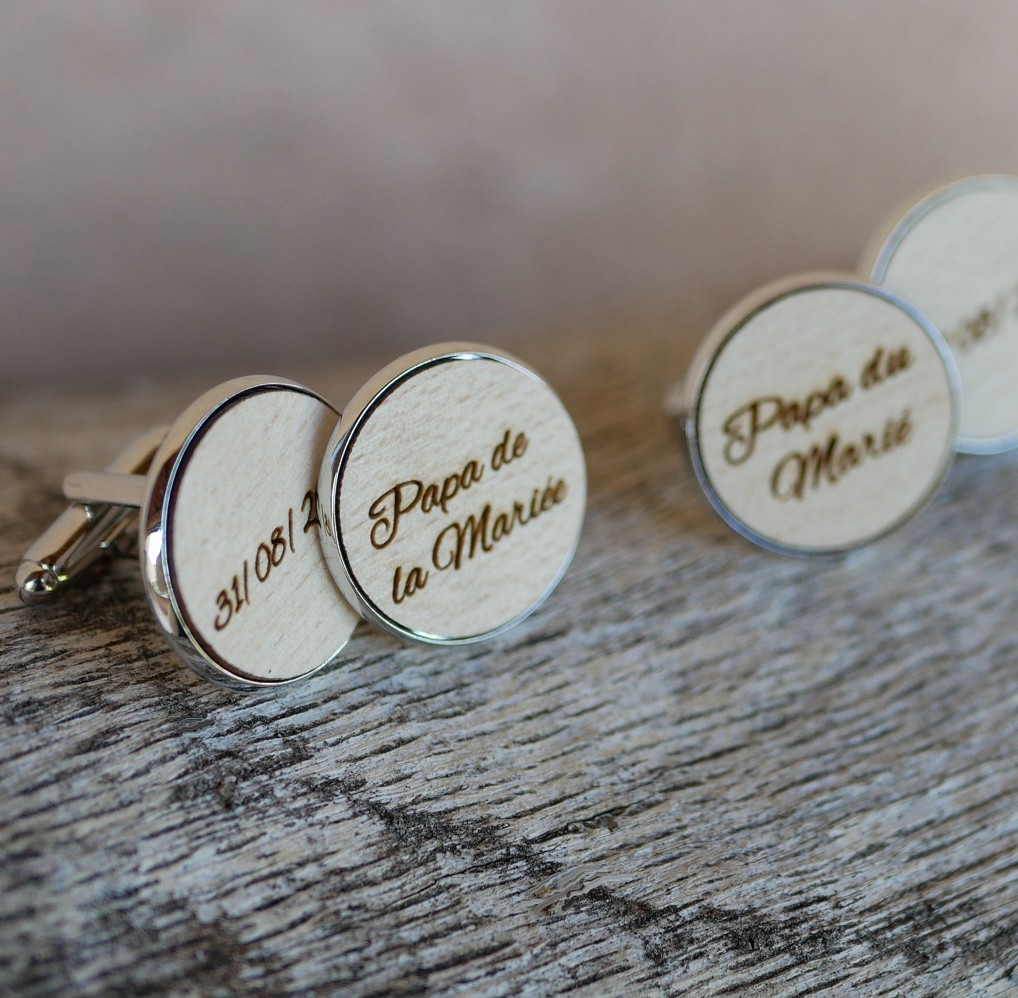 Mansjettknapper cabochon fint tre 20mm tilpassbare