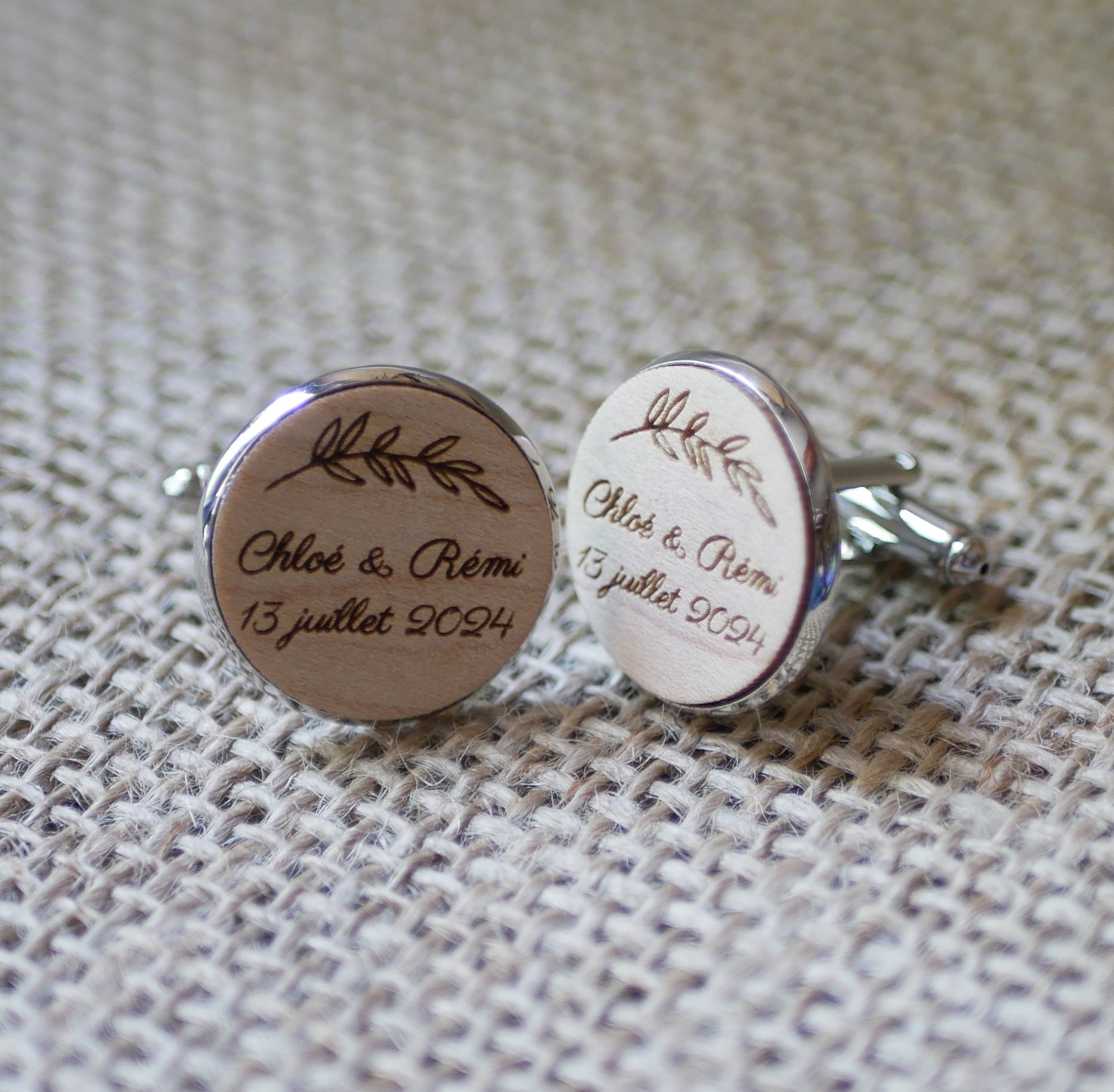 Mansjettknapper cabochon fint tre 20mm tilpassbare