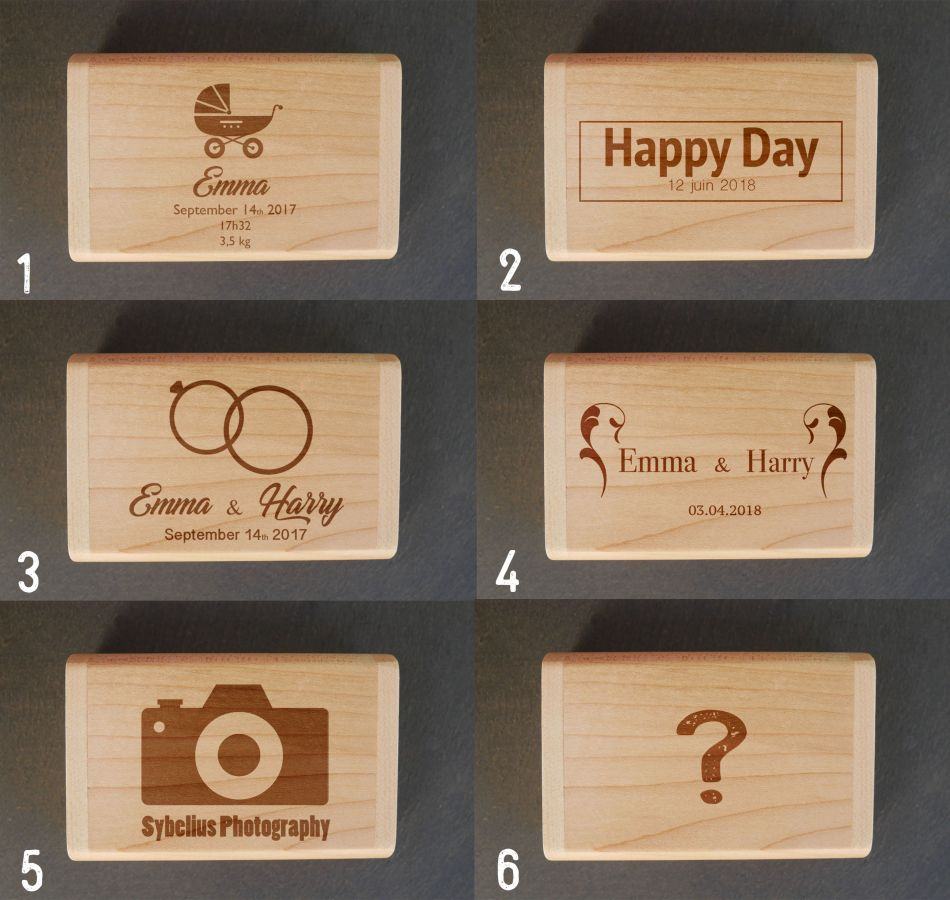32 GB USB-pinne i en lønnboks for å personalisere
