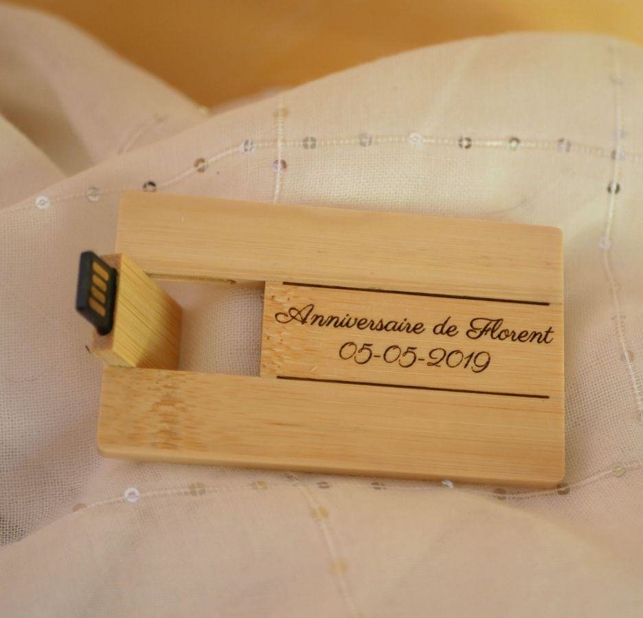 32 GB USB-nøkkel Bambus trekort som skal personaliseres ved gravering