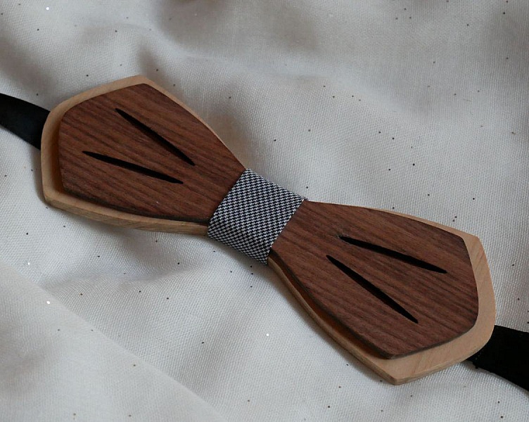 Noeud papillon en bois Palissandre et Merisier naturels &agrave; personnaliser