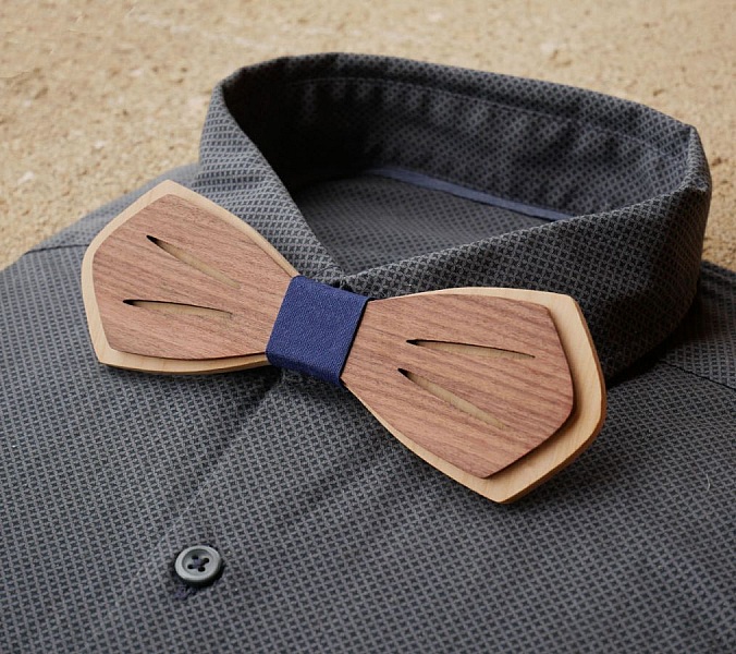 Noeud papillon en bois Palissandre et Merisier naturels &agrave; personnaliser