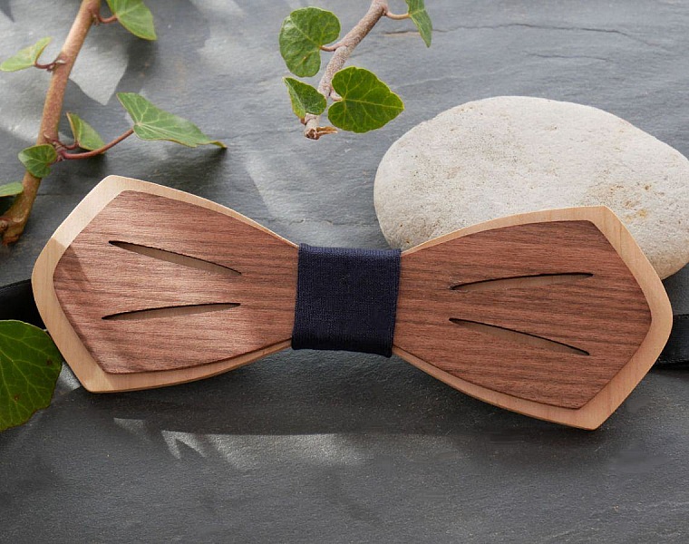 Noeud papillon en bois Palissandre et Merisier naturels &agrave; personnaliser