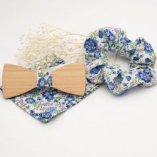 Liberty Blue pose + scrunchie + sløyfe i tre